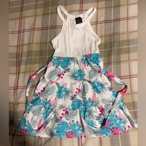 Floral Print Dress with White Top